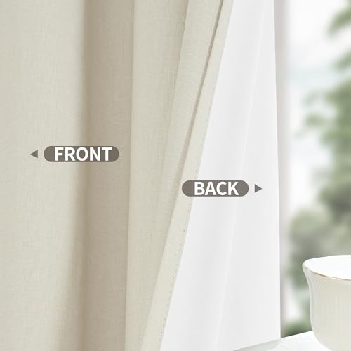 Image of YoungsTex Linen Blackout Curtains 63 Inch Length, Room Darkening Drapes with Grommet Privacy Energy Saving for Living Room Bedroom, Stone, 2 Panels, 52 X 63 Inch