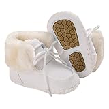 Yvinak Newborn Baby Girls Boys Warm Winter Snow Boots Non Skid Soft Sole Newborn Crib Shoes(0-6 Months,White)