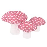TOBBOMEY 3 Stück Pack Pilzlaternen Papierlaternen 20x18cm 30x30cm Hängelaternen In Rosa für Kindergeburtstag Partydekoration Innen und Außen