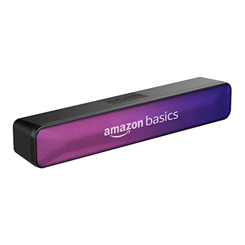 Amazon Basics Wireless Sound Bar with Bluetooth, USB, FM Antenna, and Party RGB Lights for TV, Mobile, PC, Tablets, and Laptops, 16W
