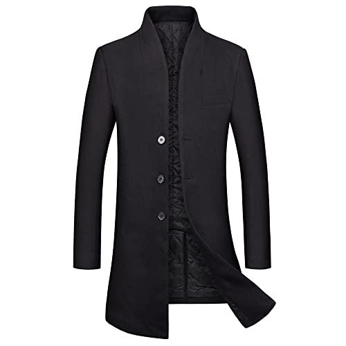 Image of WULFUL Men Wool Trench Coat Slim Fit Winter Coat