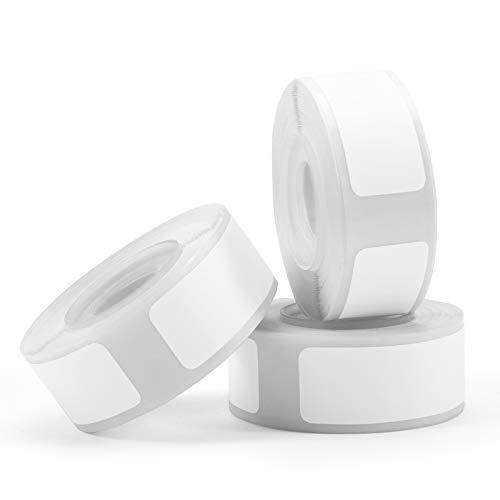 Phomemo White Adhesive Label Tape for D30 Thermal Label Maker, 12 X 50mm (1/2" X 5/4"), Phomemo Thermal Printer Paper,130pcs/Roll, 3 Roll Labeling Tapes(White)