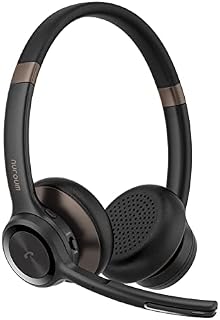 Nuroum HP30 Bluetooth Wireless Headset with Microphone, Handsfree Wireless or Wired On Ear Headset for PC/Mobile, 20m Range, Dongle Connection for Zoom/Skype, Conference/Office/Travel/Workout