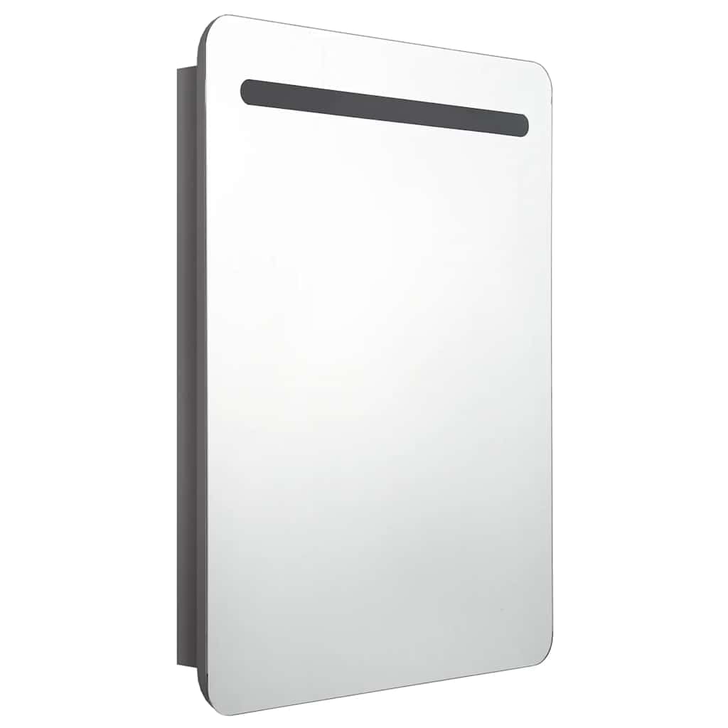 Armario de Tocador con Espejo LED, Mueble de Baño Moderno con Luz Integrada y Estantes de Almacenamiento, Hecho de Tablero MDF con Acabado de Melamina para Uso