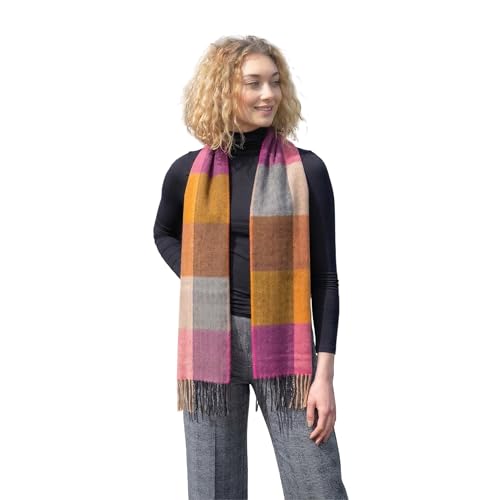 Biddy Murphy Merino Wool Scarf for Women & Men Soft Brushed 100% Pure Wool 12 x 71 Handmade in Ireland Luxury Gift Beige Rust Pink