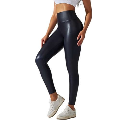 Leggings sexys de piel sintética para mujer, suaves y delgados, para invierno, otoño, sexy, de talle alto, pantalones de yoga de cintura alta, pantalones de yoga para exteriores, lindas mallas de