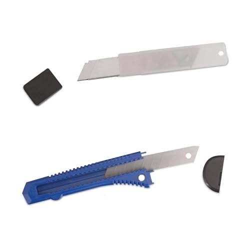 Relaxdays Abbrechklingen 18mm, 300 Stück, Cuttermesser Ersatzklingen, 7 Segmente, extra scharfe Klingen, Stahl, Silber