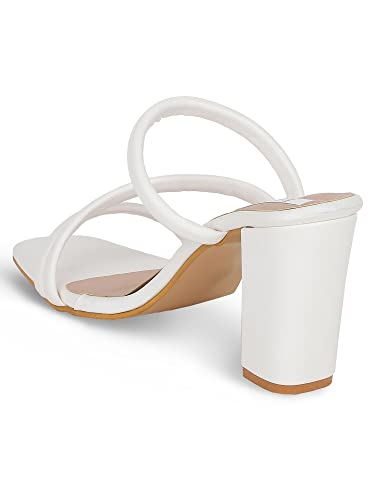 Image of ELLE Women's Solid Block Heels Slip-On Sandals