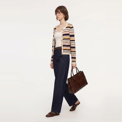 Image of GOELIA Women Wool Blend Lightweight Cardigan Sweaters 2026 Spring Business Casual Solid Long Sleeve Knitted Cardigan Top