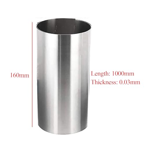 PHasz Ta1/Ta2 Titanium Foil Metal Titanium Strip 160×1000Mm, Thickness 0.008-0.013Mm Suitable for Scientific Research,0.03×160×1000mm