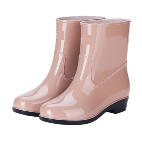 SAGELSHN Botas De Agua Botas De Lluvia Zapatos De Agua For Mujer, Botas De Lluvia De Tubo Corto Y Tubo Medio, Zapatos De Goma Antideslizantes E Impermeables Botas De Agua Al Aire Libre(Bruin,36)