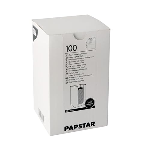 PAPSTAR 14 x 100 servilletas, 2 capas de pliegue Punto 1/4, 20 cm x 20 cm, color negro, micrograbado, en caja dispensadora