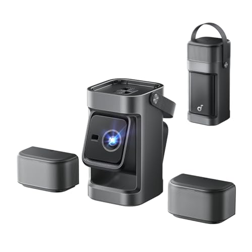 soundcore Nebula P1 Proiettore Portatile GTV Nero, Altoparlanti Rimovibili, 650 ANSI Lumen, 1080P, Suono Surround 2.0 20W, Dolby Audio, Gimbal Integrato, Regolazione Automatica, Schermo 180", Maniglia