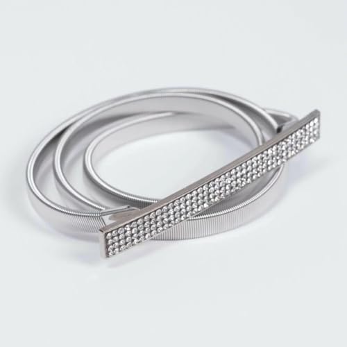 CREATCABIN Elegant Skinny Belt Rhinestone Belts Thin Fashion Belt Ultra Elastic Belt for Women Adjustable Chain Stretch Elast3