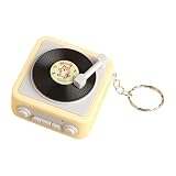 Portachiavi a forma di mini giradischi retrò, ciondolo portatile a forma di carillon, registratore vocale in 30 secondi, grazioso portachiavi in vinile per borse, zaini, chiavi, regalo antistress per