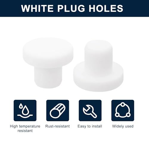 Image of uxcell 16 Pieces White Rubber Stopper, 9mm Plug Holes for 8.5-8.8mm /0.33-0.35 inch Hole