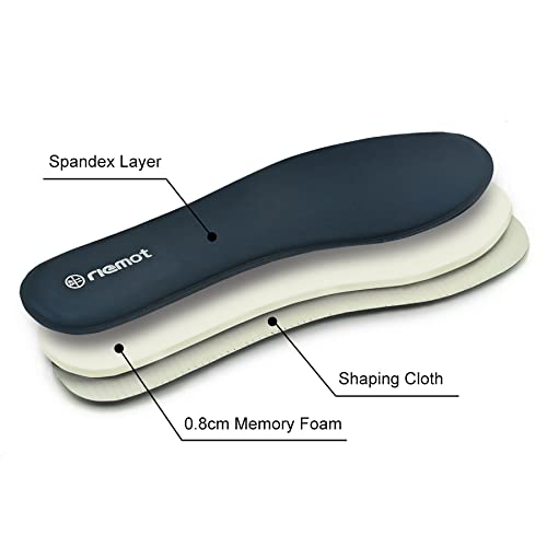 Image of riemot Memory Foam Insoles for Men & Women, Soft Replacement Innersoles for Sneakers Walking Shoes, Comfort Cushioning Shoe Inserts Black-8mm EU 42