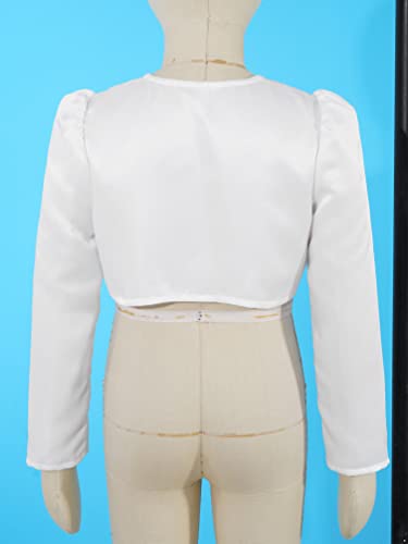 Girls Bolero Shrug Long Sleeve Cardigan Bowknot Satin Dress Cover Up Wedding Little Jacket3