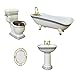 Almencla Set da Bagno per Casa delle Bambole in Miniatura, 4 Pezzi 1:12 - Specchio per Lavandino del Bagno con Vasca