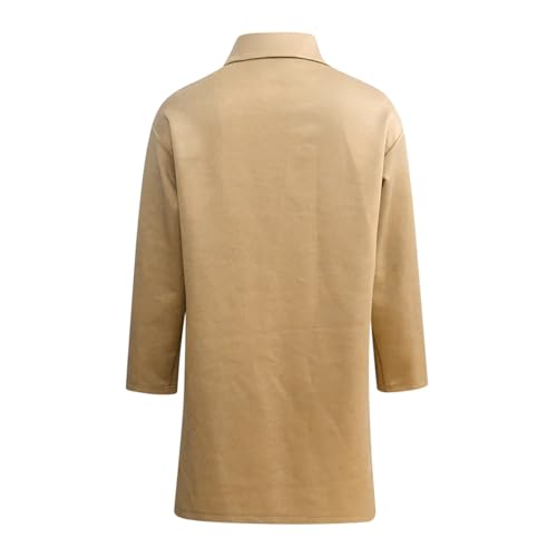 Womens Blazers Business Casual Double Breasted Notch Lapel Long Pea Coat Loose Fit Winter Trench Coat Outwear4