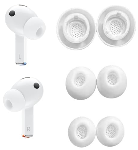 Replacement Earbuds Tips Eartips for Galaxy Buds3 Pro, Ear Tips Silicone Ear Buds Ear Caps Ear Gels, S/M/L 3 Size 3 Pairs,White gj3pw3