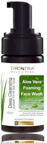 Image of Drontika Wild & Pure Aloe Vera Green Tea Pore Cleansing Face Wash For Oily, Acne-prone Skin | With Tea tree Oil | Controls Excess Oil | Removes Dead Skin Cells | Gentle & Non-Drying | Women & Men | 100% Vegan | 150 ml (Aloe Vera)