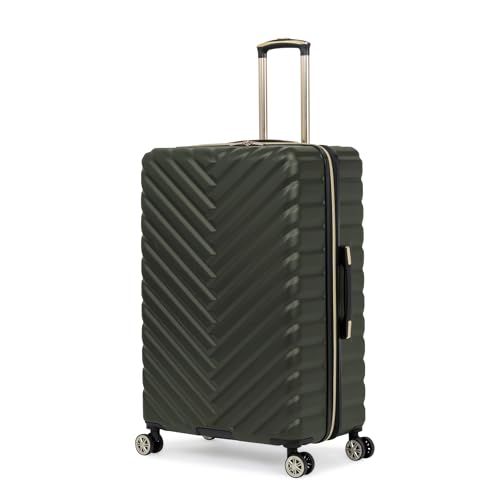 Image of Kenneth Cole REACTION Women's Madison Square Hardside Chevron Expandable Luggage, Olive, 28-Inch Checked, Kenneth Cole Reaction Women's Madison Square Hardside Chevron Expandable Luggage