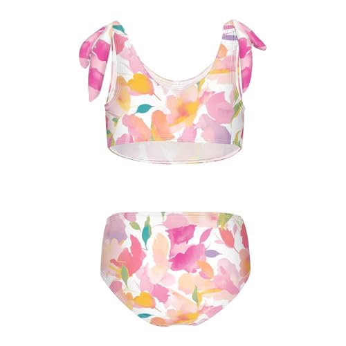 KLL Summer Small Fresh Watercolor Girl Two Piece Bikini Set Beach Swimsuits Swimwear Adjustable Strap2