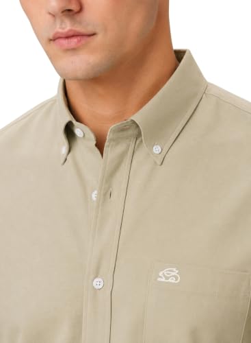 ADRO Store ADRO Men's Oxford Cotton Casual Shirt, Oatmeal, Regular Fit - Image 3