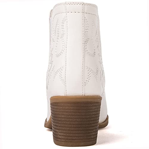 Globalwin Women's White Pull On Ankle Boots The Western Cowboy Cowgirl Boots 9.5M #TOP4
