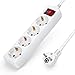 Produktbild Aigostar Steckdosenleiste 4-fach mit Schalter Tischsteckdose Kindersicherung 1,5 m Kabel, Weiß