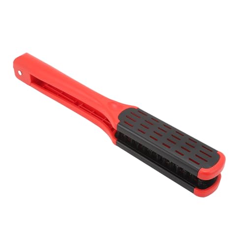 Plancha para el cabello en forma de cepillo, cepillo alisador con diseño en V, antiestático y con ventilación hueca, para mujeres y hombres (rojo) miniatura 3