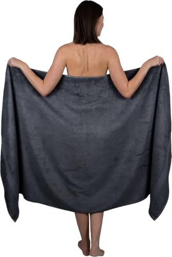 Image of Wholesale Trade Dealz Extra Large Bath Sheet 100 x 200 cm Super Jumbo Big Bath Sheets Towels Beach Body Wrap XL Bath Towels 600-GSM (Charcoal Grey)