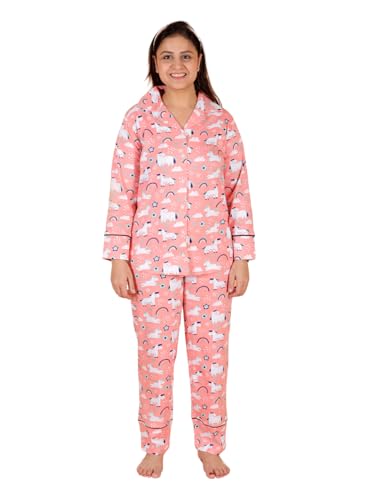 Image of The Mom Store Pajama Set for Women | Soft Cotton Breathable Nightwear for Comfortable Sleep | Stylish Elegant Sleep Suit & Lounge Wear for Womens | Everyday Nightsuit | Shirt Pyjama Set for Women