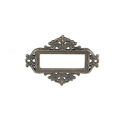 Qiying 12Pcs Bronze Color Office Library File Drawer Tag Antique Style Label Holder (2.2 Inch X 1.7 Inch) #TOP3