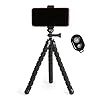 Amazon Basics Portable and Flexible Tripod with Wireless Remote and Smartphone Clamp, 10-inch long, Black