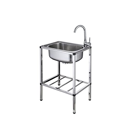 Garage Stainless Steel Wash Basin，Outdoor Utility Indoor Laundry Sink，Commercial Kitchen Sink，W/ Faucet & Drainboard, Storage Shelves，For Room, Utility Room, Restaurant，Pet Wash Station. ( Size : 50*3 #TOP1