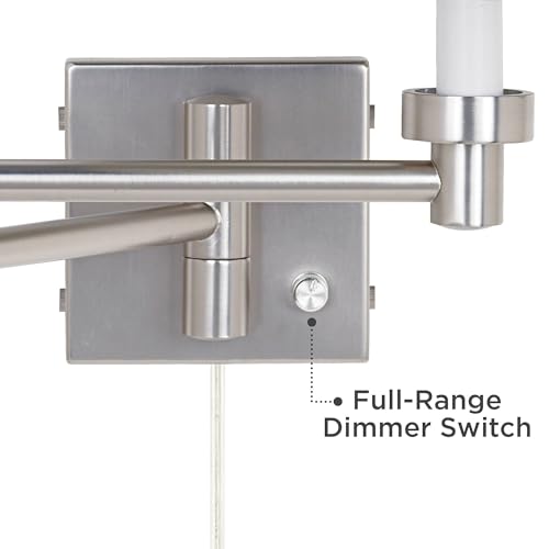 Image of Possini Euro Design Modern Indoor Swing Arm Wall Mounted Lamp Base Brushed Nickel Silver Metal Plug-in Light Fixture Dimmable for Bedroom Bedside House Reading Living Room Home Hallway Dining