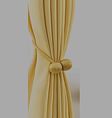 Image of Home Cloud Magnetic Curtain Tiebacks Curtain Drape Holdbacks Clips Rope Holder Buckles for Home Bedroom Office (1 Pair 2pcs, Light Gold)