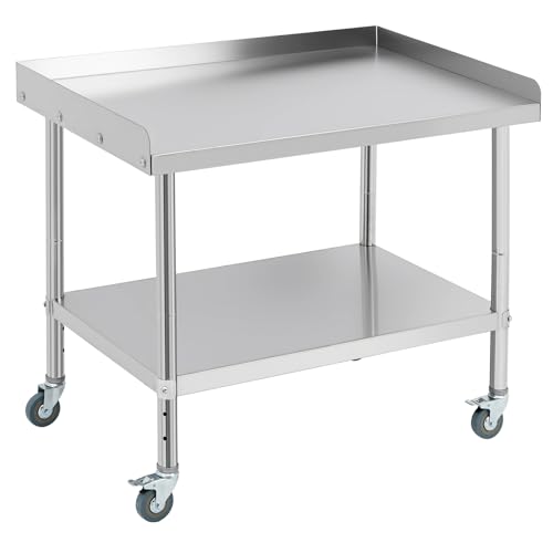 Stainless Steel Grill Stand Table - 36x30x30 Inches, 660 LBS Heavy-Duty Capacity, NSF Certified, with 2" Edge Baffle for Home, Commercial Restaurant K