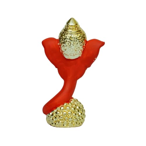 Image of Gold Plated Neck Laddu Ganesha | Ganpati Idol for Car Dashboard, Office, Work Desk Desk & Home Temple | Prosperity & Protection |Red & Gold | Height 3.3 Inch