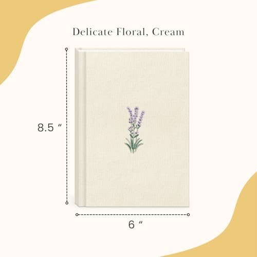 Image of Kelly Green Delicate Floral Cream Hardcover Fabric Journal (43975)
