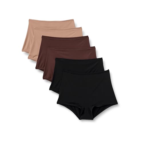 Amazon Essentials Boyshort in Microfibra (Boyshort e Boyshort a Vita Alta) Donna, Pacco da 6, Bronzo...