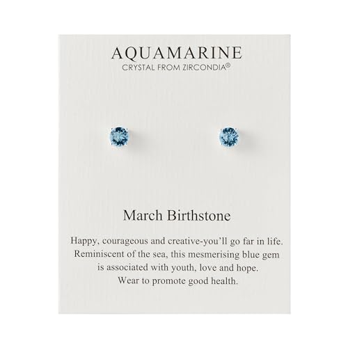 Philip Jones March (Aquamarine) Birthstone Earrings Created with Zircondia® Crystals