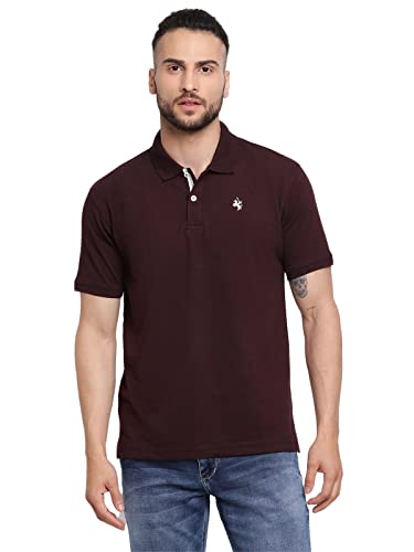 Cantabil Men's Cotton Blend Solid Polo Neck T‑Shirt – Regular Fit, 71% OFF Deal