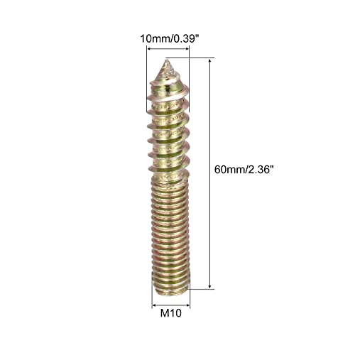 Image of uxcell M10x60mm Hanger Bolts, 8pcs Double Ended Thread Dowel Screws for Wood Furniture