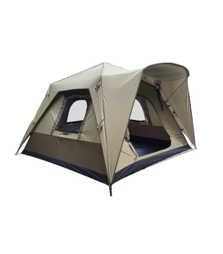 Black Taurus 7-Person Turbo HD300 Camping Tent – 9.8'×9.8' Quick-Setup 4-Season Family Tent with 7.2' Standing Height, Waterproof 150D Shell & Instant Frame for Camping, Overlanding & Off-Road (Beige)