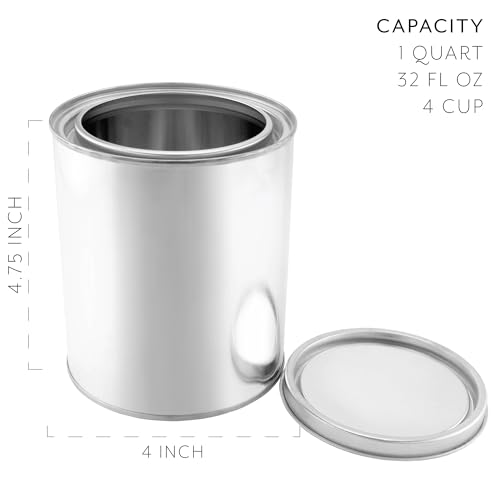 Cornucopia Brands Empty Quart Paint Cans with Lids (Pack of 2) Unlined Metal Paint Cans Value Pack