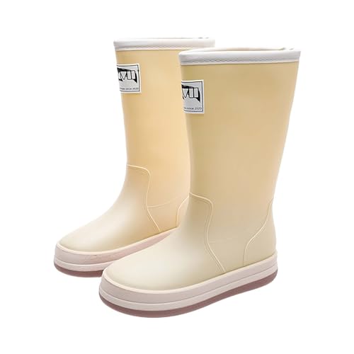 UnoSheng Botas de lluvia para mujer, zapatos coloridos, botines cortos, a la moda, para hombre, casuales, a media pantorrilla, botas de lluvia para mujer, beige, 38 EU
