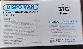 Image of Insulin Syringe 1ml U-40 Single Use With Needle (Multicolor) (200 Pcs = 2 Box)